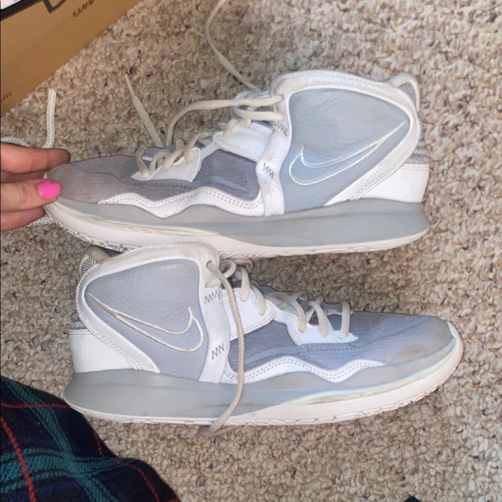 Nike White and Gray Athletic Shoes with Classic Basketball Design